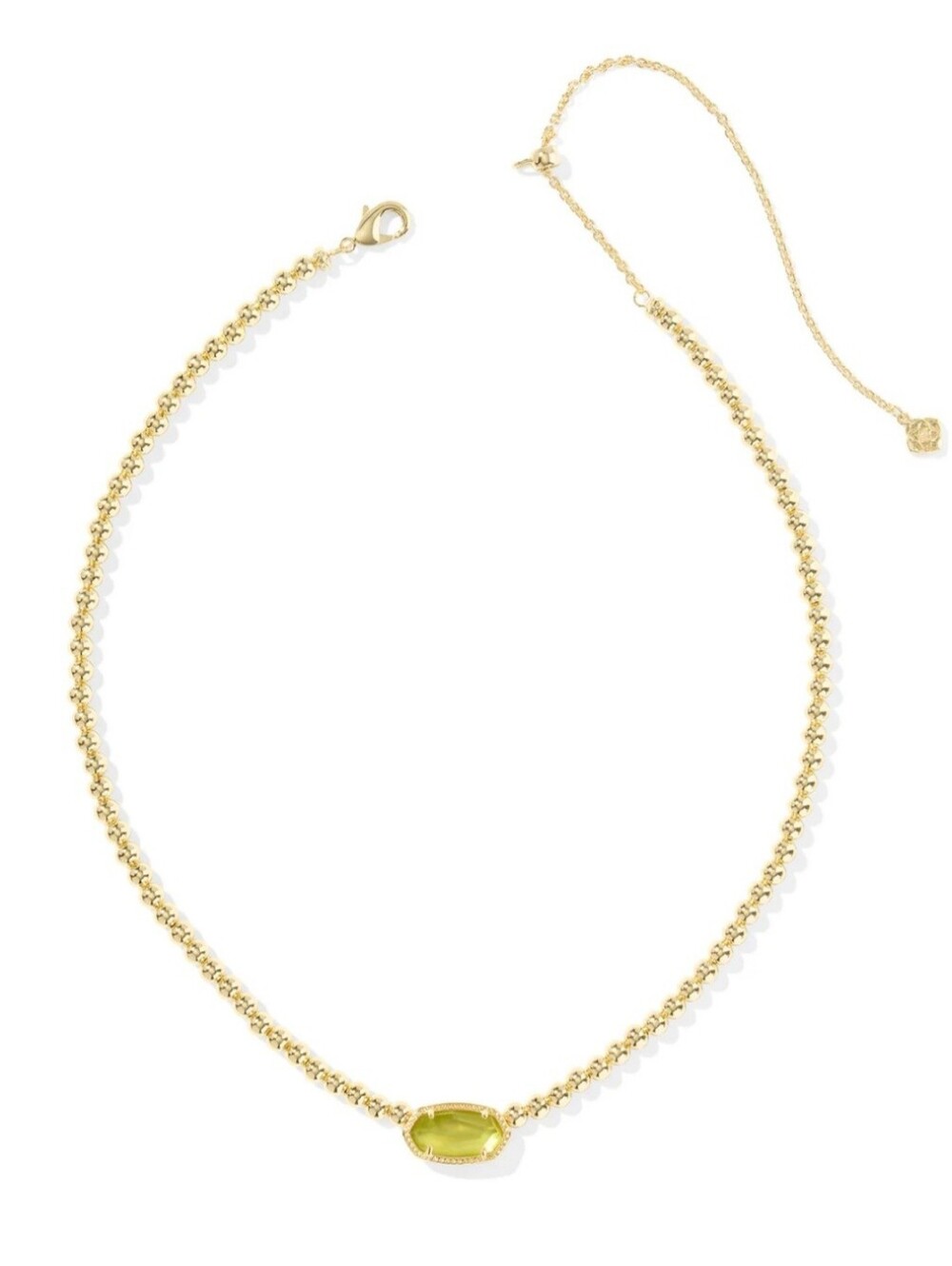 Kendra Scott Elisa Gold Beaded Pendant Necklace Chartreuse NWT